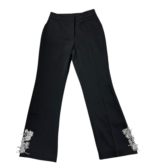 Elie Tahari Noir With Bead Embellishment Flared Black Pants Sz 6 NWT - Picture 1 of 10